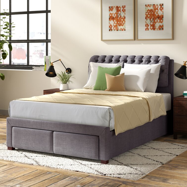 King bed deals upholstered with storage